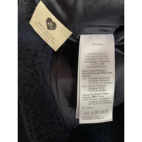 Madewell soft & plush Sherpa Teddy Coat Navy Dark Nightfall Blue pockets & snaps - Picture 16 of 17